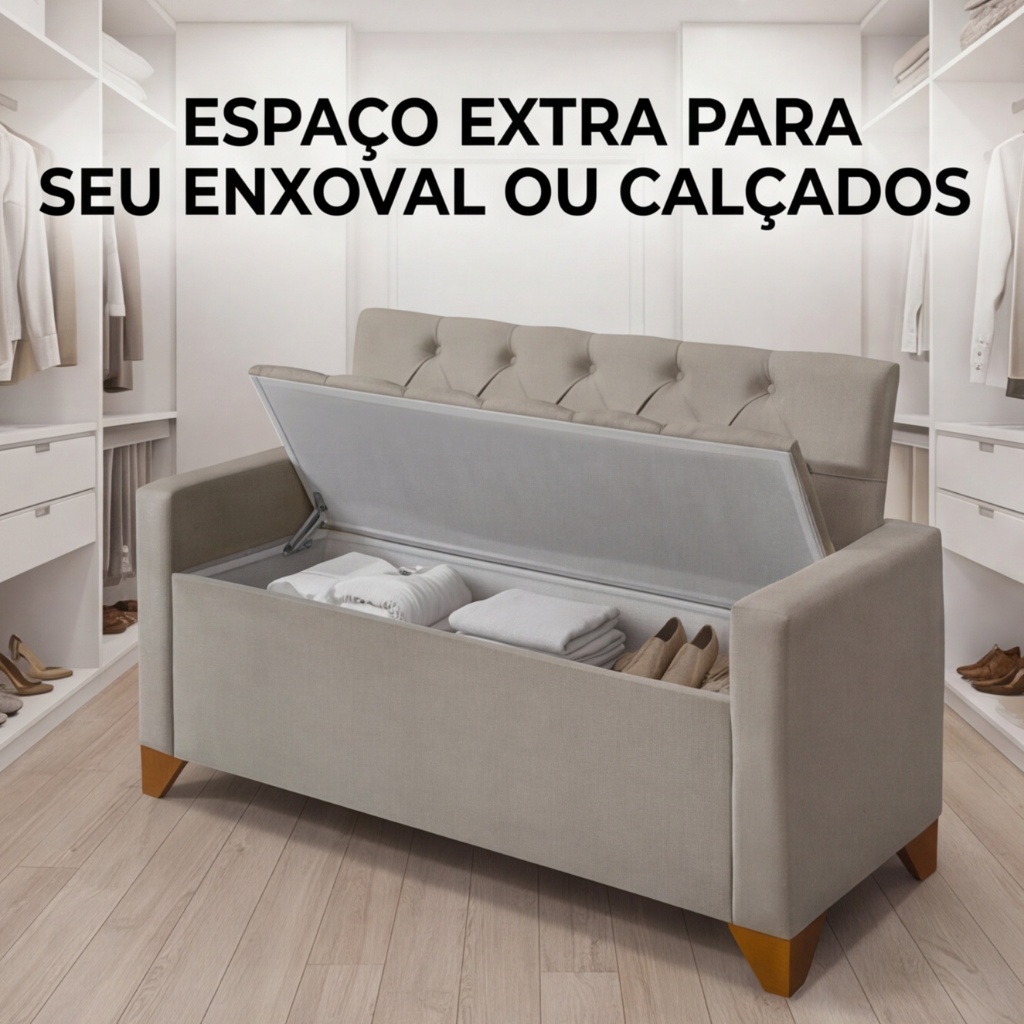 Sofá Banco Divã Recamier Baú Califórnia 1,20m Moderno Luxo Recepção Quarto Confortavel Luxo — imagen 3