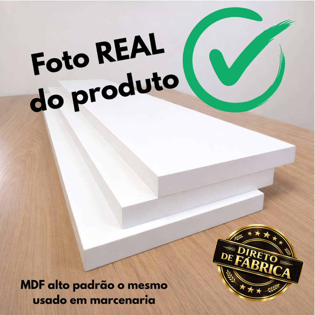 Kit Prateleiras MDF Branco Luxo Nicho Multiuso Sala Cozinha Quarto Banheiro Com Kit De Instalação — imagen 5