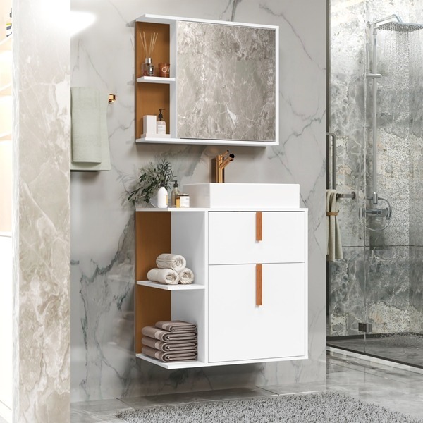 Kit Armário Organizador Gabinete P/ Banheiro Com Espelheira E Cuba Star Portas Dalla Outlet Plus — imagen 3