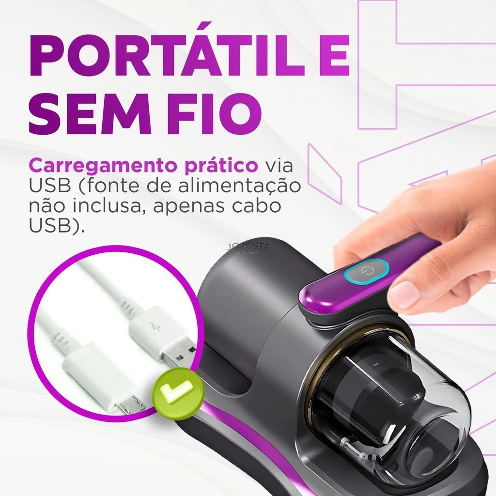 Aspirador Removedor de Ácaros Colchão Sofá Elétrico Esterilizador UV 5V 100W Potência Portátil — imagen 4