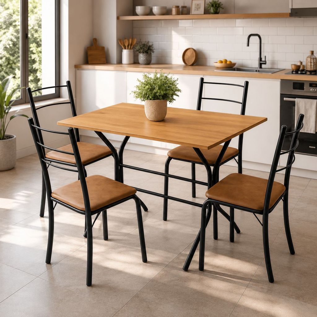 Conjunto Mesa com 4 Cadeiras 4 Lugares Cozinha Sala de Jantar MDF Aço Confortse — imagen 8