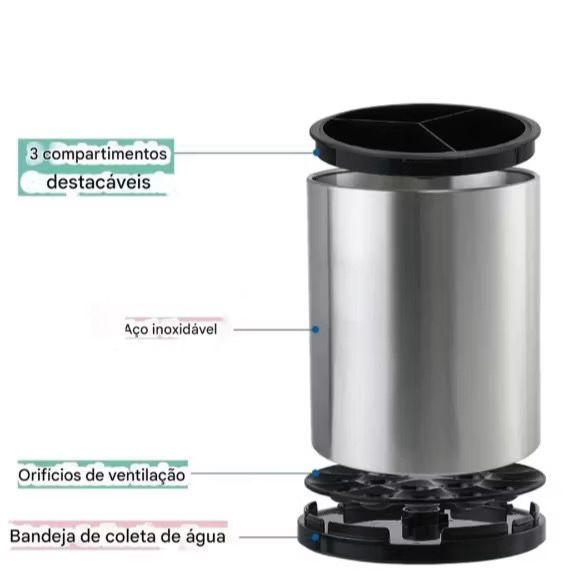 Organizador de Pia 3 em 1 em Aço Inox com Dispensador de Detergente e Suporte para Esponja — imagen 7
