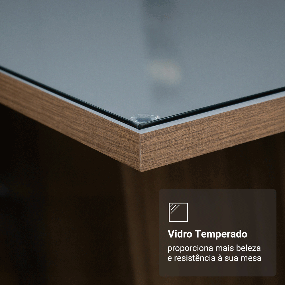 Conjunto Sala de Jantar Mesa Tampo de Vidro 4 Cadeiras Rustic/Cinza/Silver Anaju Madesa — imagen 8