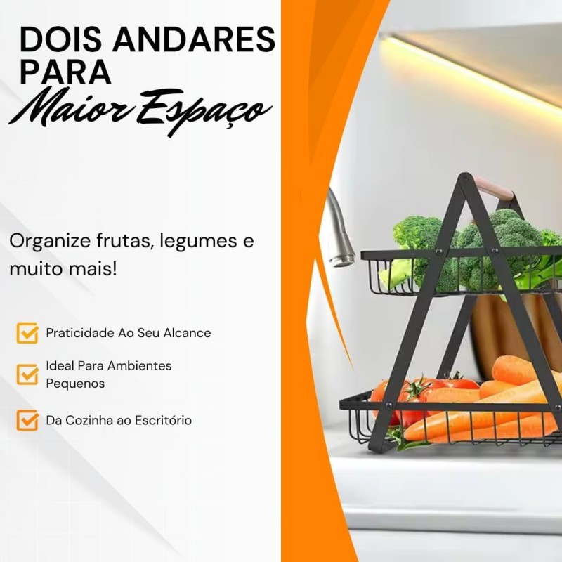 Fruteira de Mesa Cesto Organizador Multiuso Metal Aramado 3 Andares para Cozinha Casa Frutas Legumes​ — imagen 5