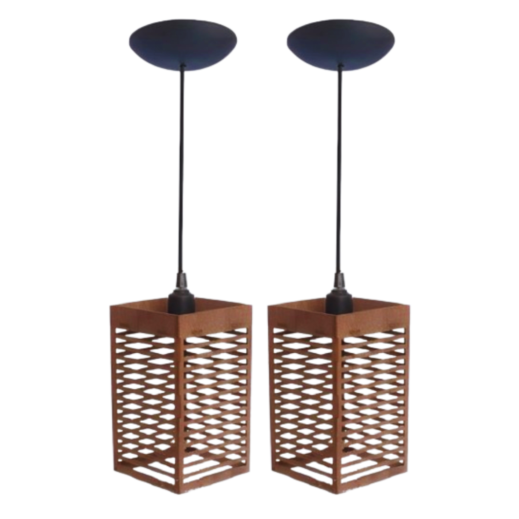 Kit 3 Luminária Pendentes Oriental Para Sala Cozinha Escritório Bivolt Cor Marrom - 3tm — imagen 3