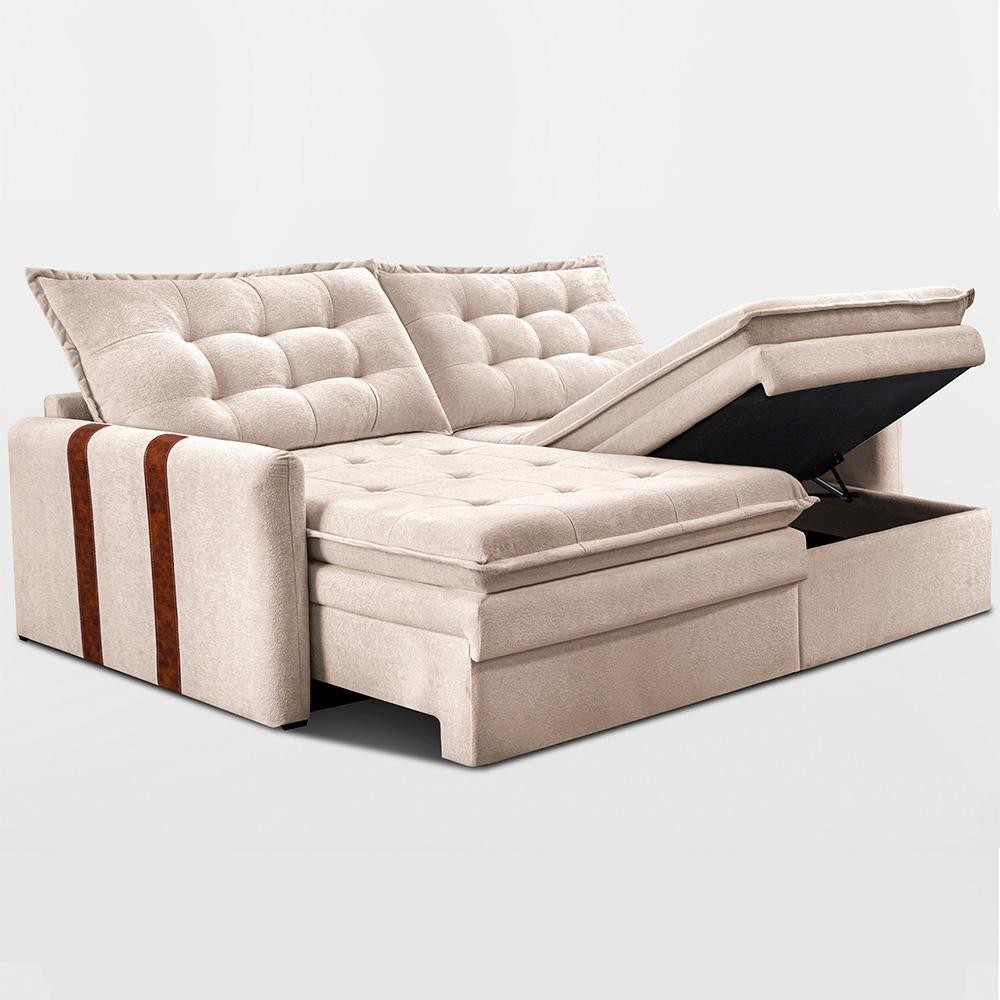 Sofá Baú Sem Caixa Retrátil 1,60m SoftGel Petit Boucle Bege Claro Cama inBox — imagen 8