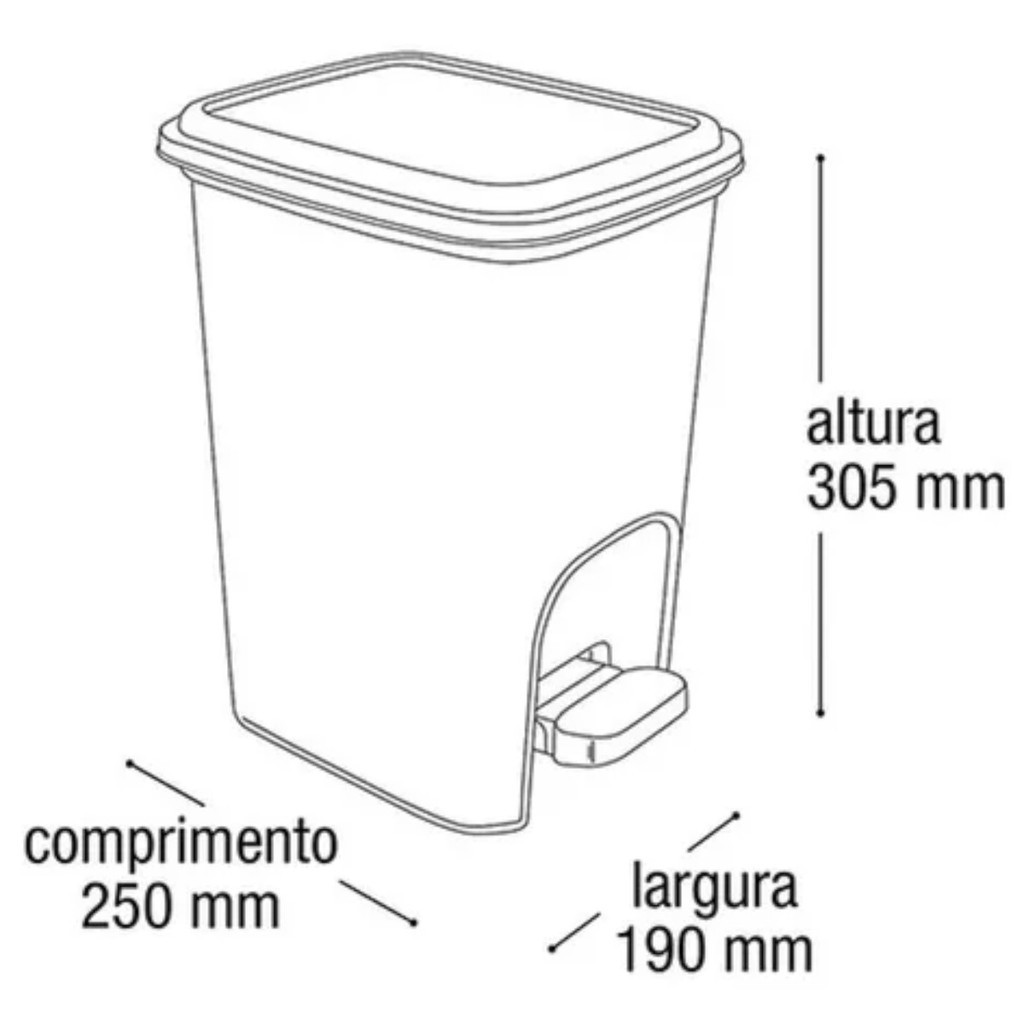 Conjunto Lixeira Branca 7 litros + Escova Sanitária Reforçada Casa Banheiro Limpeza Kit Preto — imagen 5