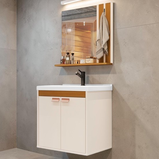 Kit Armário Organizador Gabinete P/ Banheiro Com Espelheira E Cuba Star Portas Dalla Outlet Plus — imagen 6