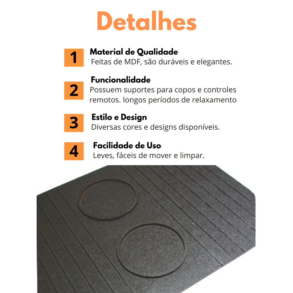 Kit 2 Esteiras Porta Copo Braço Suporte de Sofa Apoio Para Bebidas — imagen 3
