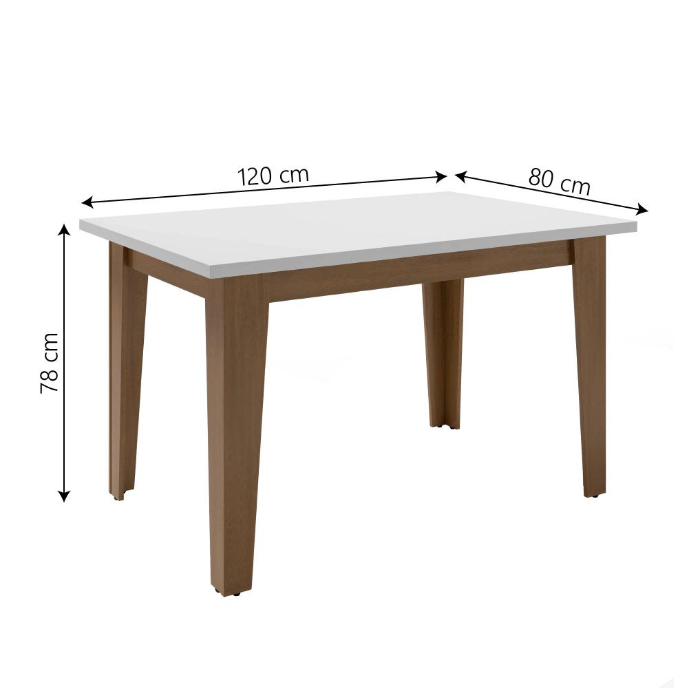 Conjunto de Mesa Sala de Jantar Miami com 4 Cadeiras Trieste Suede 1,20m Cedro / Off White / Areia D — imagen 3
