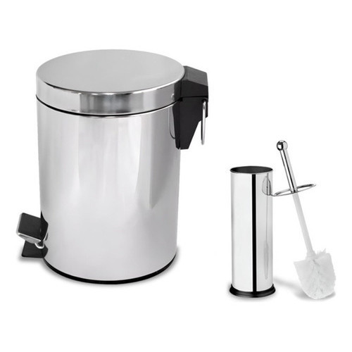 Kit lixeira banheiro com Pressão 3L e 5L e Escova inox sortida Cozinha ou Banheiro aço inoxidável