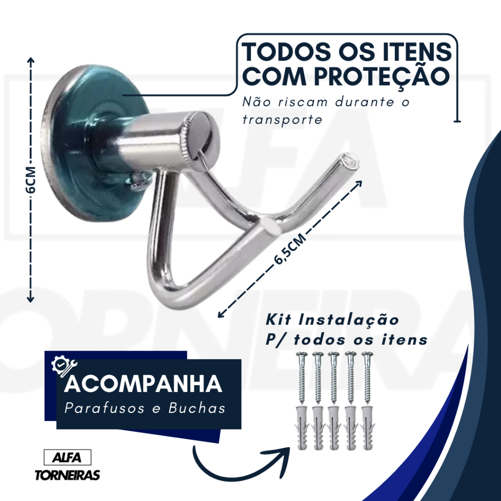 Kit Banheiro Acessórios 5 Peças + 1 Porta Shampoo Reto Inox Cromado Porta Toalhas Papeleira Saboneteira — imagen 5