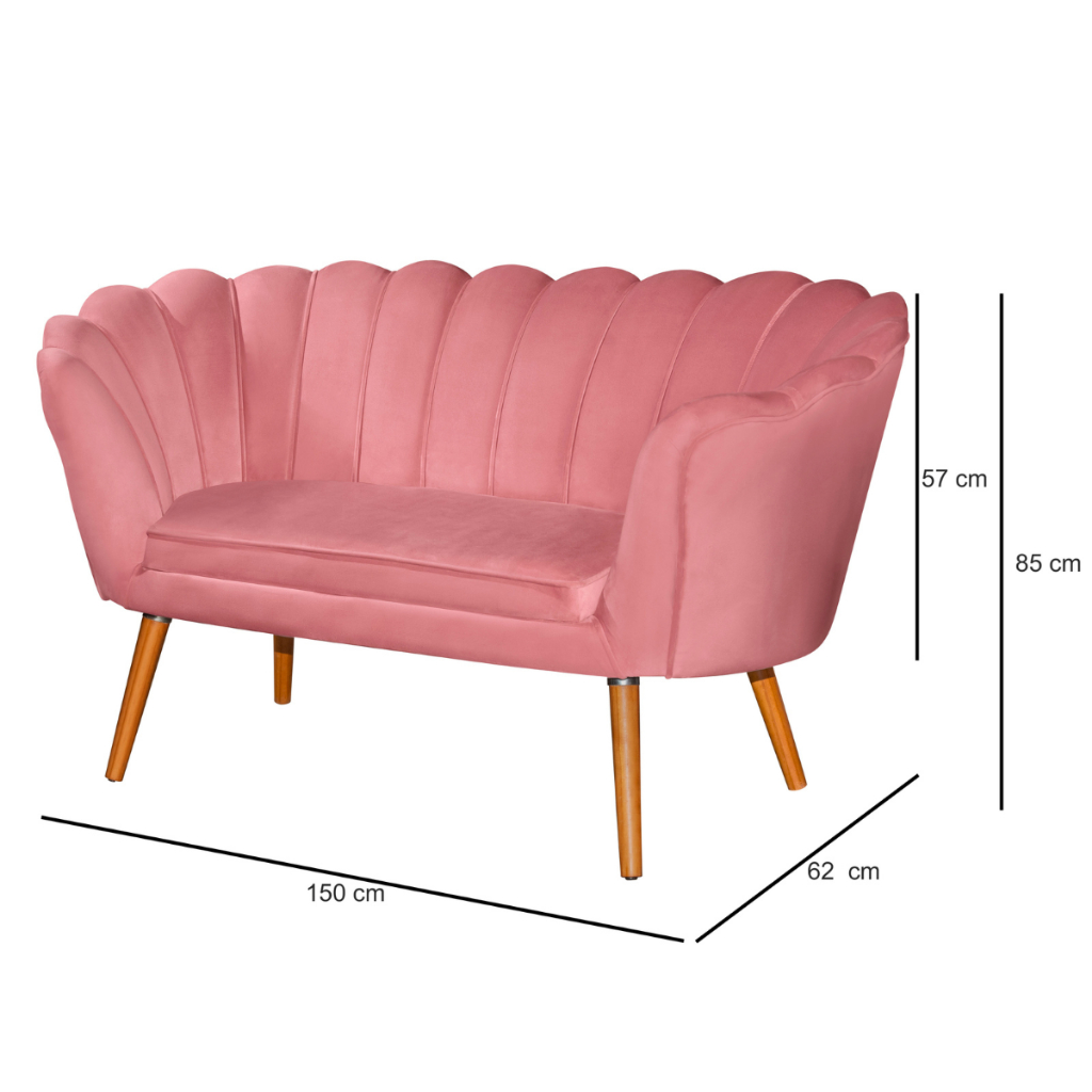 Namoradeira Sofa Pétala Girassol Conforto em Veludo e Pés em Madeira - MJL — imagen 3