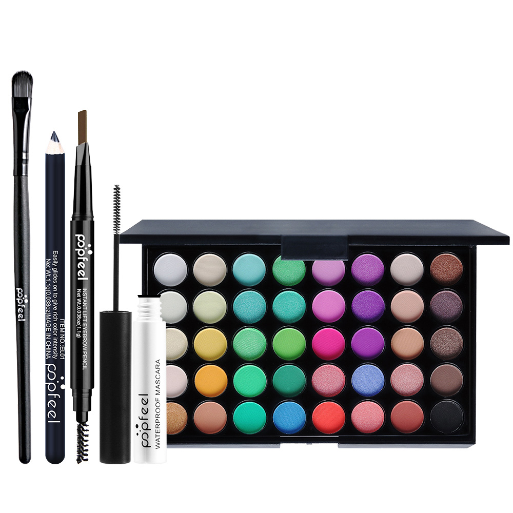 Conjunto Essential De Maquiagem Para Olhos Popfeel - Paleta De 40 Cores Matte E Shimmer, Máscara, Lápis E Pincel — imagen 2