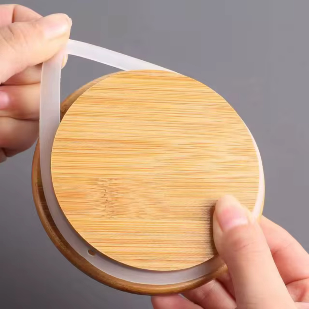 Pote de Vidro com Tampa de Bambu Hermético MODELOS DIVERSOS Porta Temperos Cozinha — imagen 5