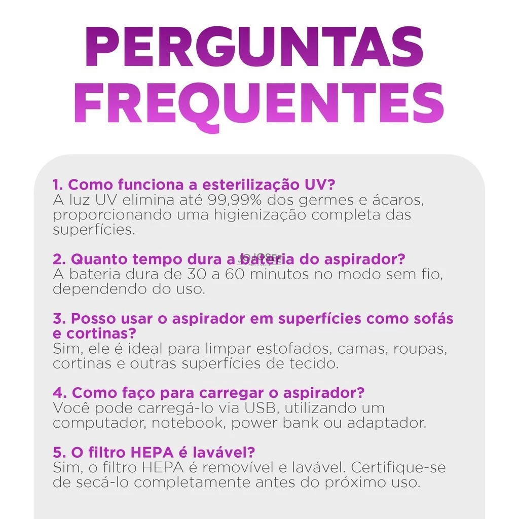 Aspirador Removedor de Ácaros Colchão Sofá Elétrico Esterilizador UV 5V 100W Potência Portátil — imagen 7
