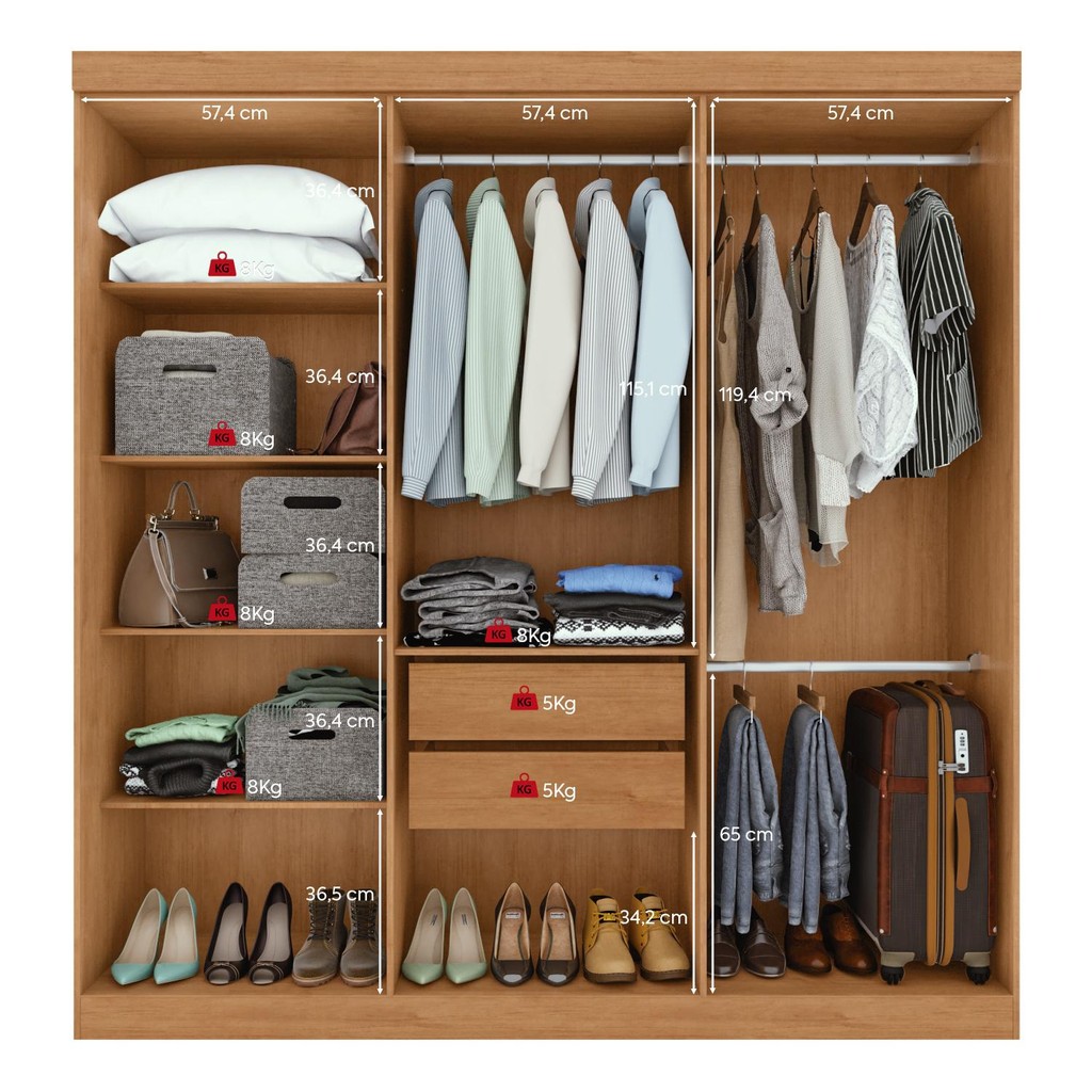 Guarda Roupa Casal 6 Portas Easy Slim Amendoa Clean/off White — imagen 6