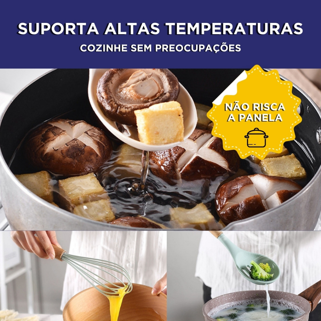 Utensílios Silicone Cozinha 12 Peças Antiaderente Fácil Limpeza Alta Resistência — imagen 6