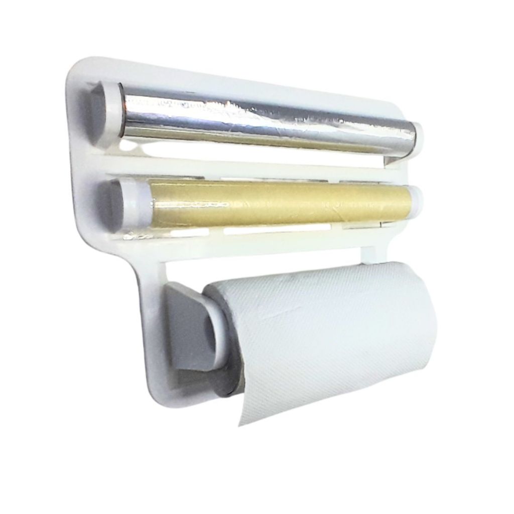 Porta Papel Toalha Triplo Suporte Preto Rolos Para Cozinha 4 em 1 — imagen 7