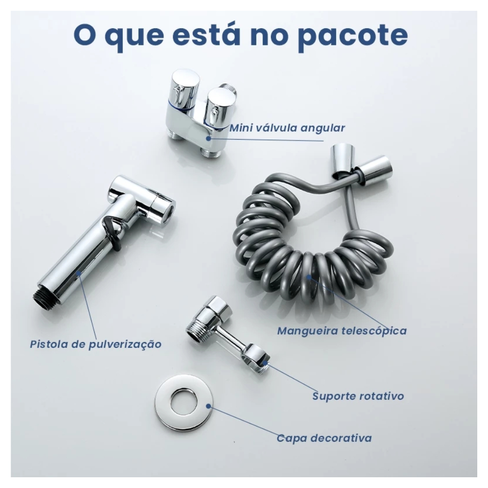 Chuveirinho Kit Banheiro premium Ducha Higiênica Com Registro Torneira Dupla em Metal Abs Para Banheiro Lavado Aço — imagen 8