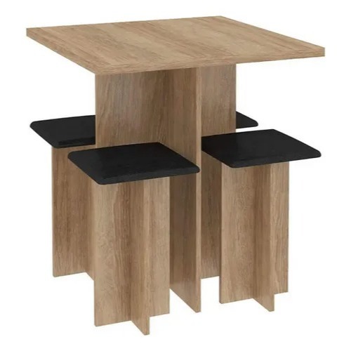 Mesa de Jantar Edna com 4 Banquetas estofadas Porto Velho - Manschester/Preto — imagen 4