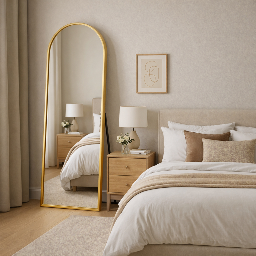Espelho Corpo Inteiro 40cm x 110cm Grande De Chão Portal Moldura Couro Decoração Sala Loja Closet — imagen 2