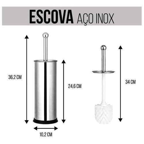 Kit lixeira banheiro com Pressão 3L e 5L e Escova inox sortida Cozinha ou Banheiro aço inoxidável — imagen 3