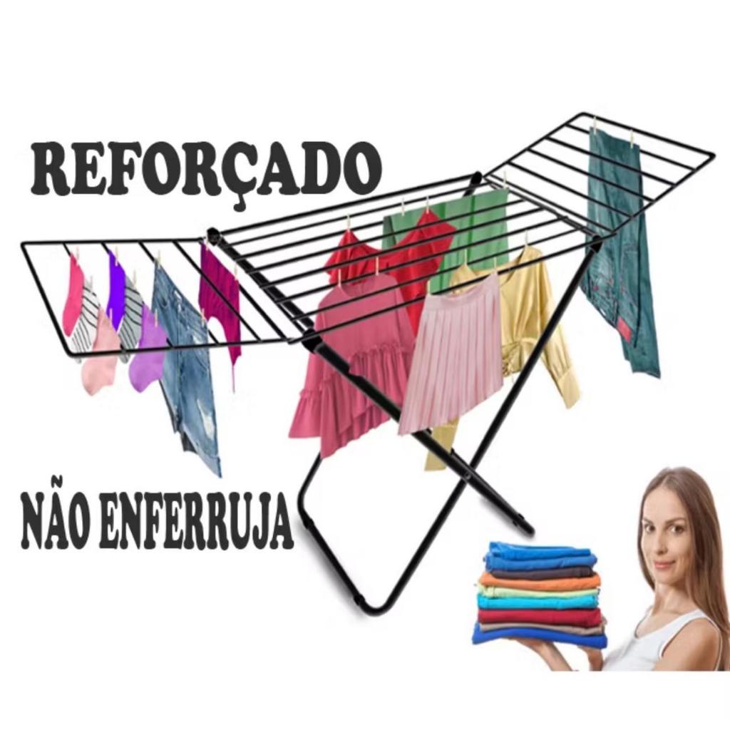 Varal De Chão Com Abas Reforçado Dobrável Aço Secalux 12kg Varal de Apartamento Retratil — imagen 2