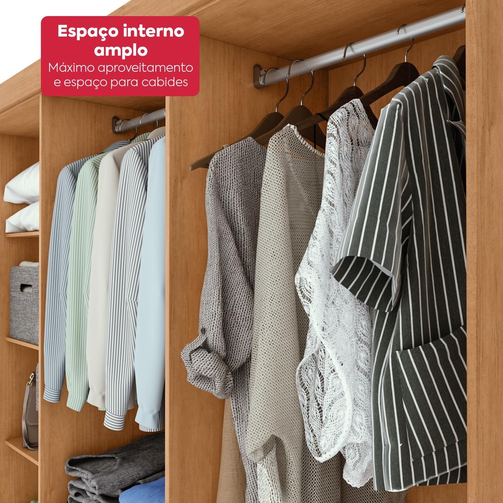 Guarda Roupa Casal 6 Portas Easy Slim Amendoa Clean/off White — imagen 7