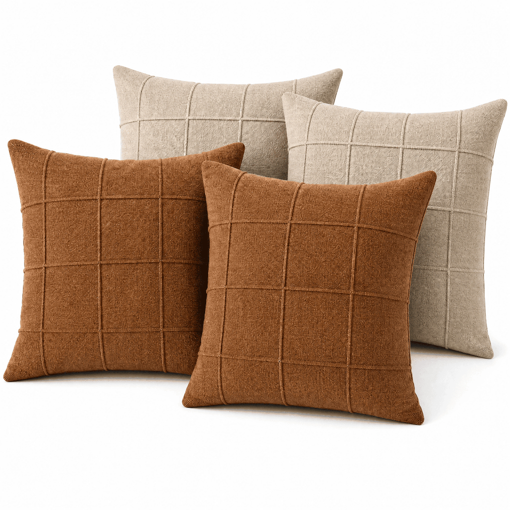 Kit 4 Capas de Almofada Linho 40x40 Rústico Toque Macio Zíper Sofá Sala Quarto Casa