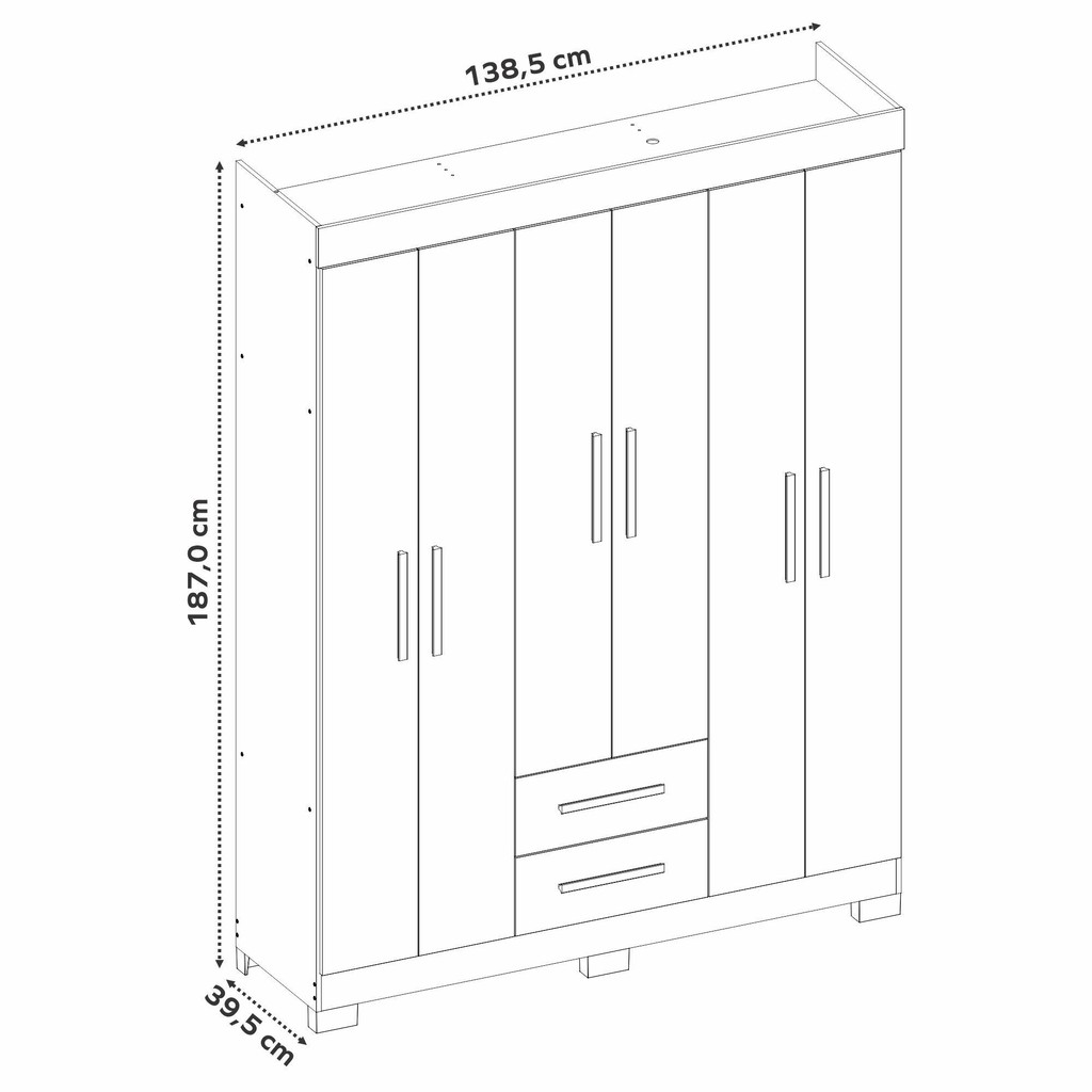 Guarda-Roupa com 6 Portas e 2 Gavetas NT6015 Notável Móveis — imagen 5