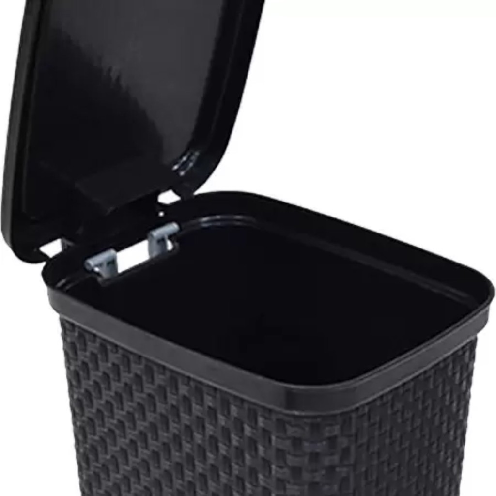 Conjunto Lixeira Branca 7 litros + Escova Sanitária Reforçada Casa Banheiro Limpeza Kit Preto — imagen 2