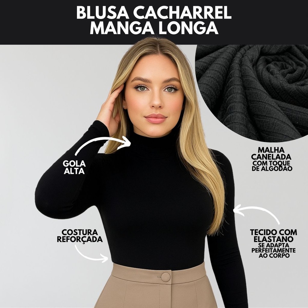 KIT 3 Blusa Termica Feminina Blusa De Frio Feminina Blusa Gola Alta Feminino Blusas Cacharrel — imagen 4