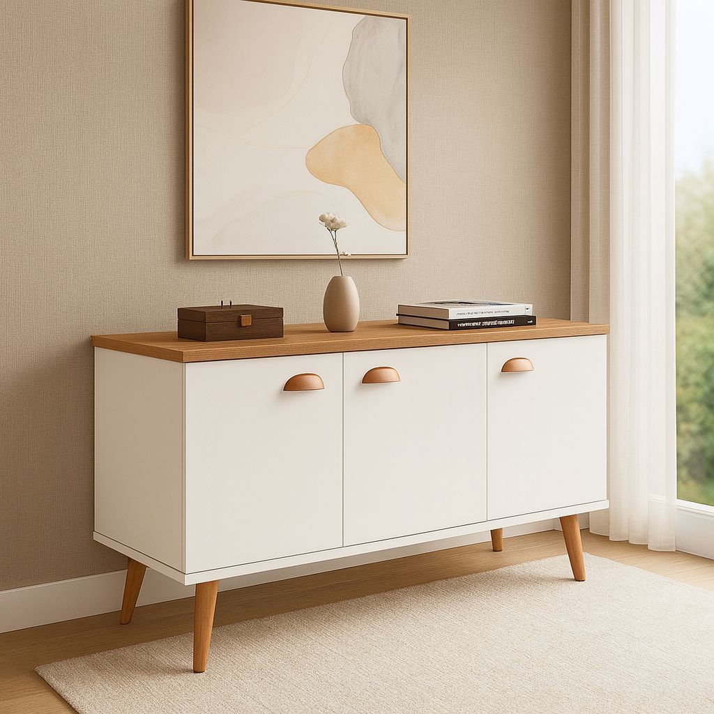 QUEIMA DE ESTOQUE - Buffet Balcão com 3 Portas e 1 Prateleira Multiuso - p/ Sala Estar ou Escritório — imagen 2