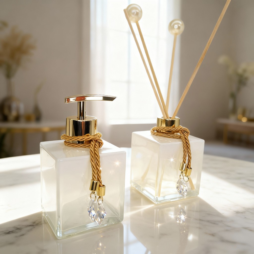 Kit Lavabo Vidro 250 ml Completo Luxo Com Bandeja Promoção Decorativo Ambar Banheiro Presente Chique — imagen 8