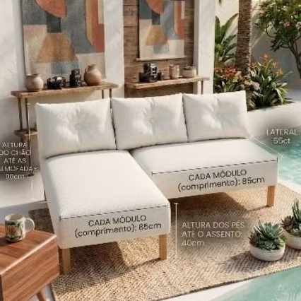 Sofá cama de 2 lugar moderno com 3Almofadas 2 módulos de Velundo com Encaixe móveis de decoração casa escritório — imagen 7