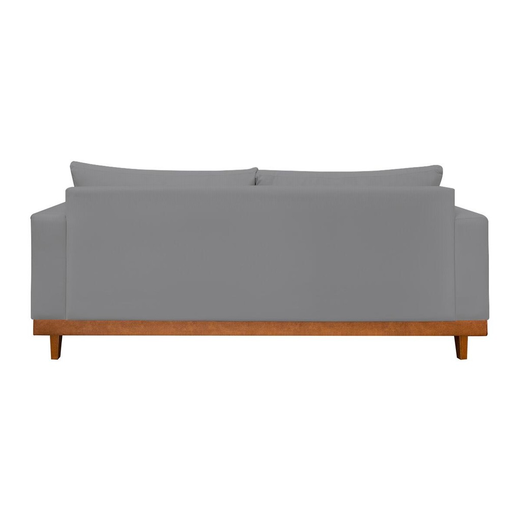 Sofá 3 Lugares Living Com Base Madeira Linho Balaqui Decor — imagen 7