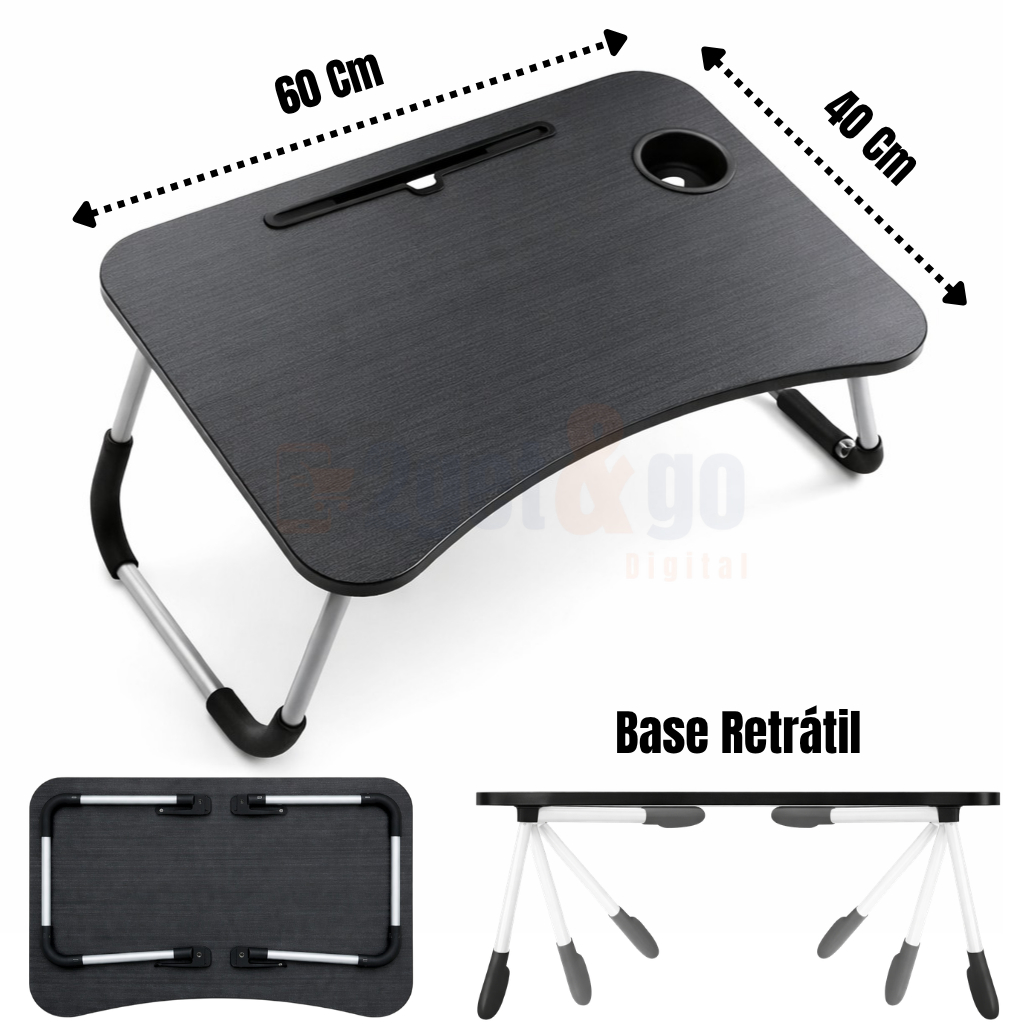 Mesa Dobrável Notebook Retrátil Home Office Apoio Cama Sofá Trabalho Café — imagen 6