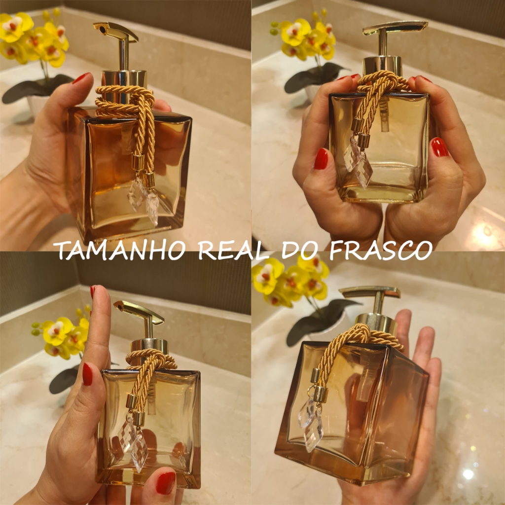 Kit Lavabo Vidro 250 ml Completo Luxo Com Bandeja Promoção Decorativo Ambar Banheiro Presente Chique — imagen 3