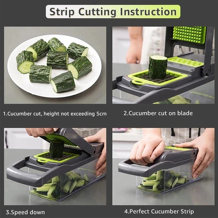 Fatiador Profissional Multifuncional 16 em 1 de Aço Inoxidável - Ideal para Vegetais, Frutas e Legumes — imagen 5