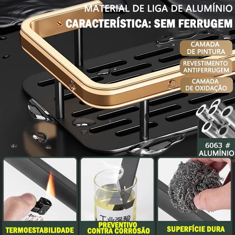 ouro Suporte De Shampoo Prateleiras De Banheiro Sem Furo — imagen 4