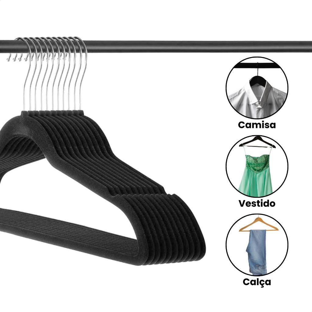 Kit Cabides Veludo Para Roupas Adulto 30 Unidades Fino Resistente — imagen 4