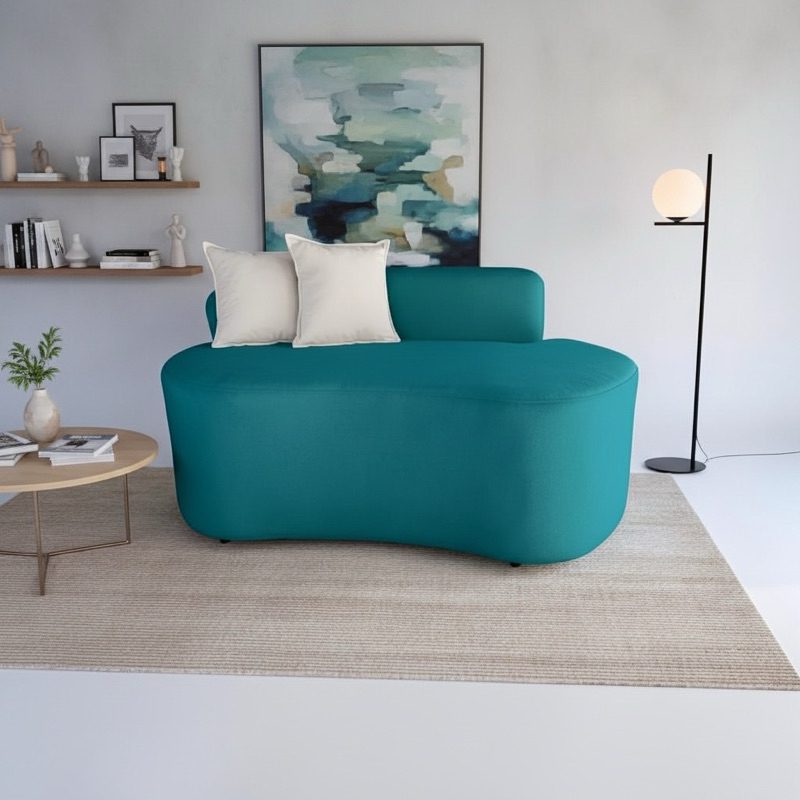 Sofá Decorativo Orgânico Curvo Sala de Estar Feijão 100cm Veludo - KA Móveis — imagen 4