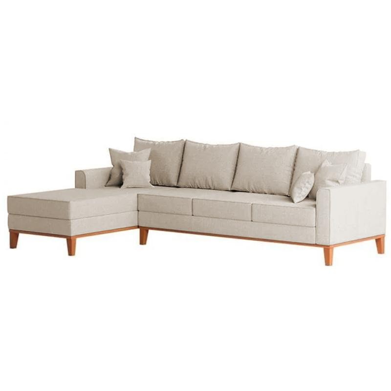 Sofá 4 Lugares Beny com Chaise Esquerdo Linho Bege — imagen 5
