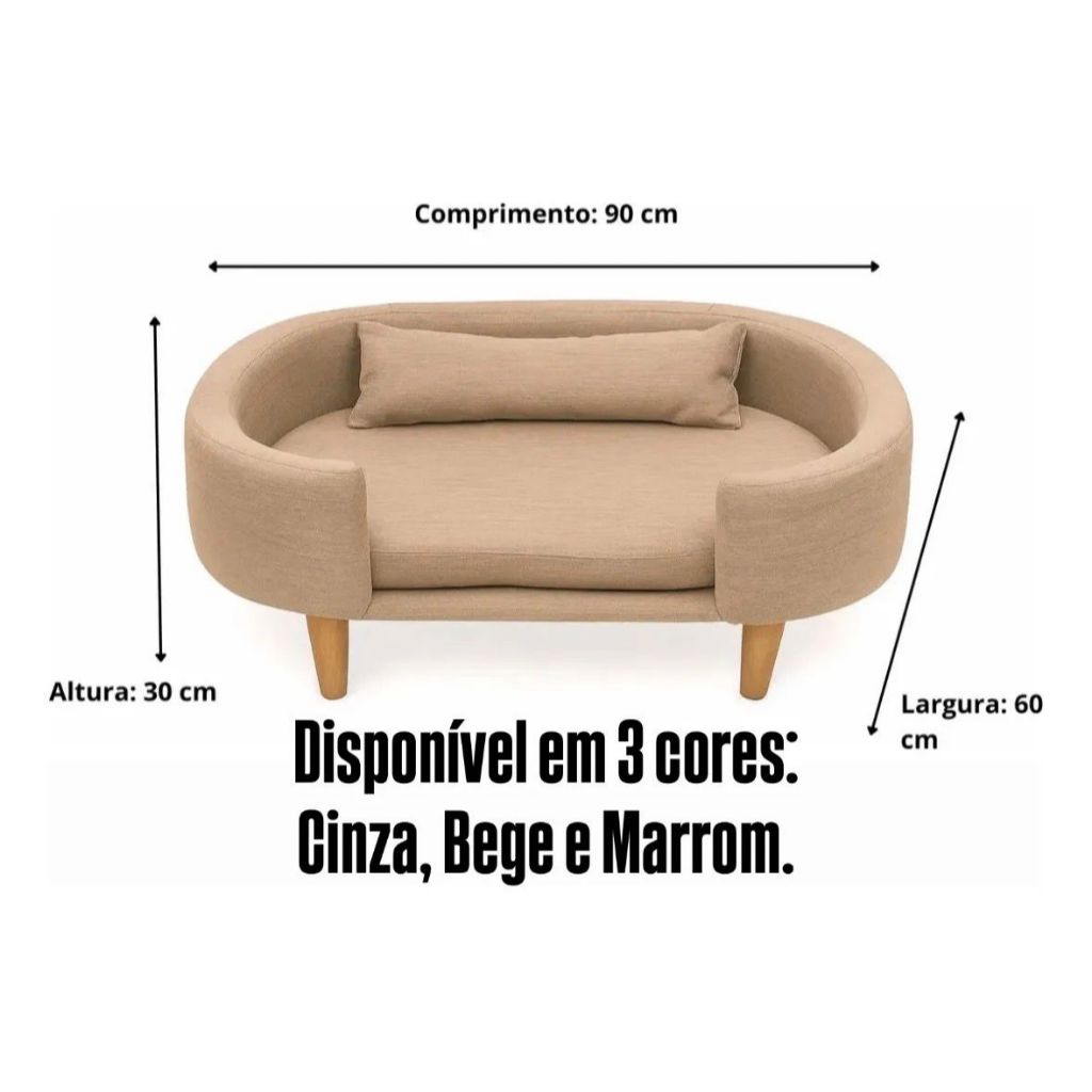 POLTRONA SOFÁ CAMA PET LUXO Linho e Veludo Com Almofada, ESPAÇOSA 90CM - Ideal para cães e gatos. — imagen 2