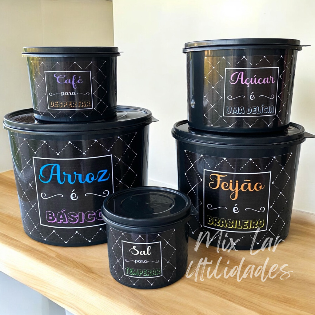 Kit de potes para mantimentos de cozinha com 5 peças porta condimentos — imagen 5