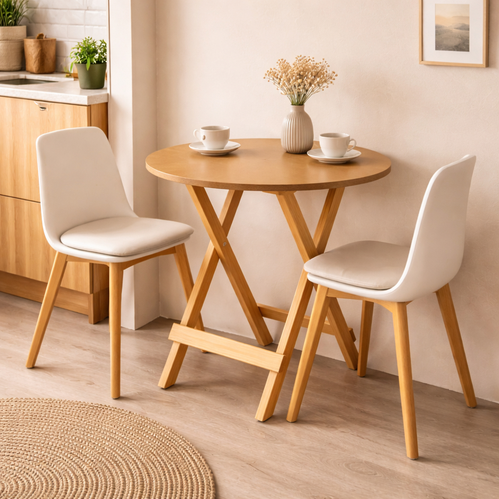 Mesa Redonda MDF Compacta – Perfeita para Kitnet e Espaços Pequenos