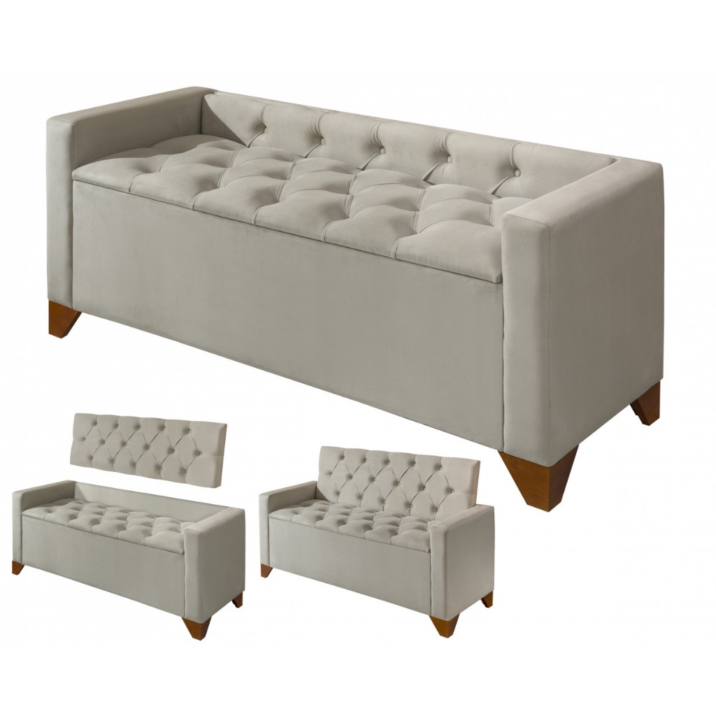 Sofá Banco Divã Recamier Baú Califórnia 1,20m Moderno Luxo Recepção Quarto Confortavel Luxo — imagen 5