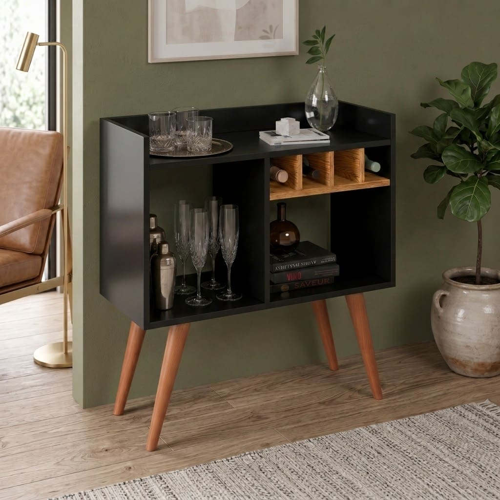 Aparador Buffet Bar com Adega Rubi + Conjunto de Mesas Apoio e Lateral Classic - Quality Móveis — imagen 8