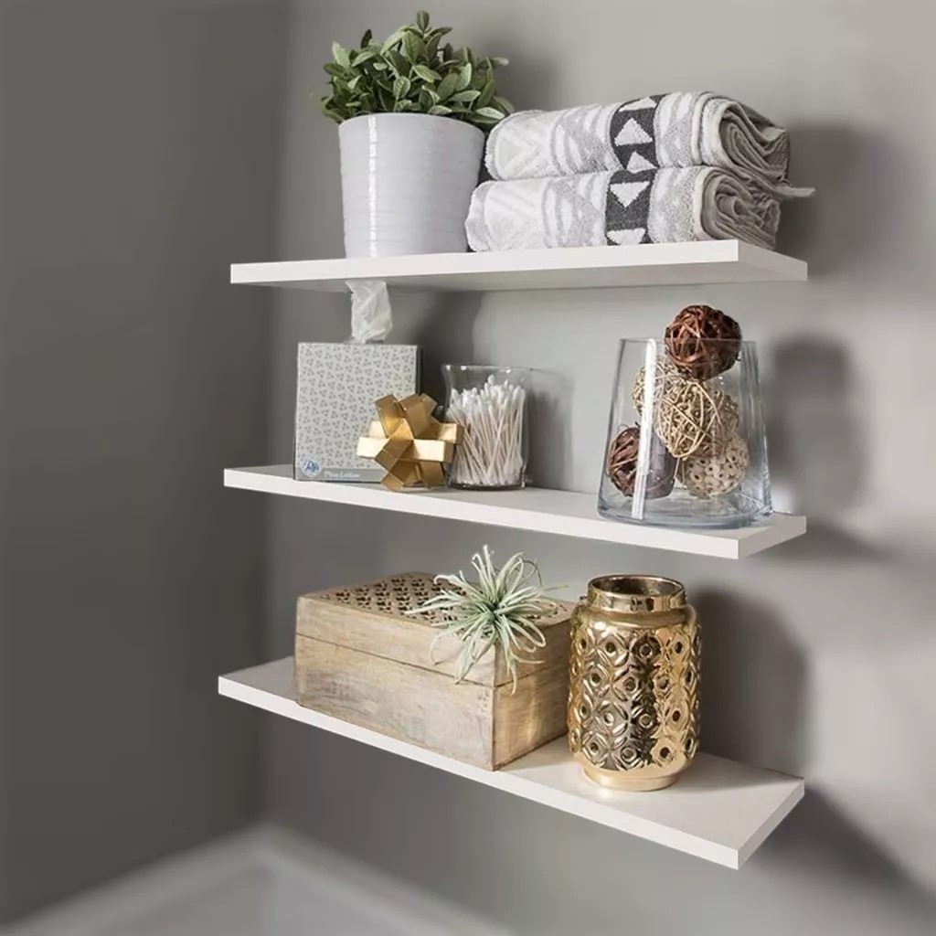 Kit Prateleiras MDF Branco Luxo Nicho Multiuso Sala Cozinha Quarto Banheiro Com Kit De Instalação — imagen 4